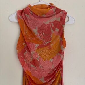 Mixed Threads Floral Mesh Maxi Dress | Size M Pink & Orange